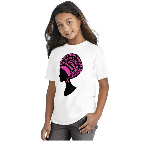 Breast Cancer Awareness Black Girl Girls Kids T Shirt Tees Brisco Brands X