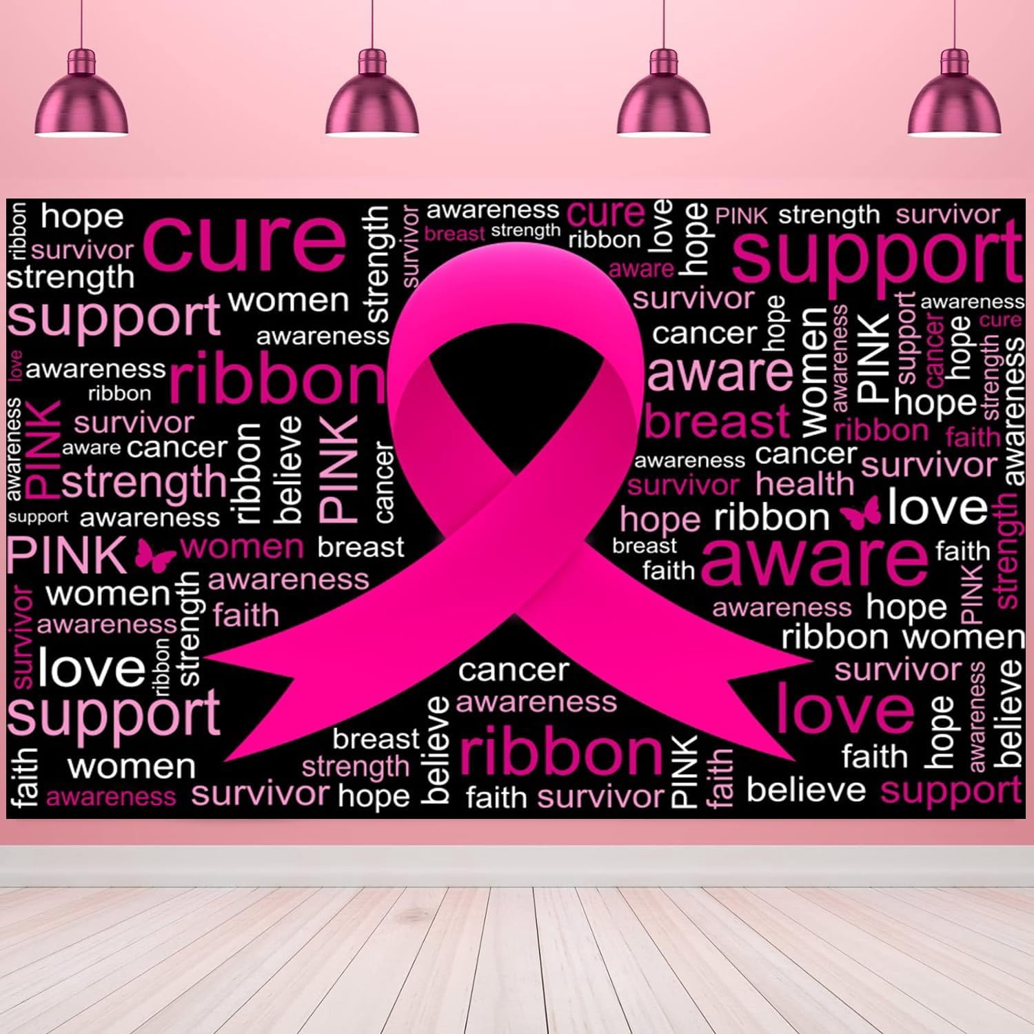 Breast Cancer Awareness Black Inspirational Backdrop for Photography ...