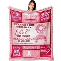 Breast Cancer Awareness Blanket, Breast Cancer Survivor Gifts Throw Blanket 50"x40", Breast Cancer Gifts for Women Chemo Friend Coworker, Pink Ribbon Blankets Ultra Soft Fleece Warm Cozy for Bed Sofa