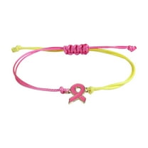 Breast Cancer Awareness Bracelet, Pink Ribbon Wristband, Adjustable Polyester Hand Woven Bracelet for Women’s Health Support, Durable Handmade Craftsmanship Gift Accessory