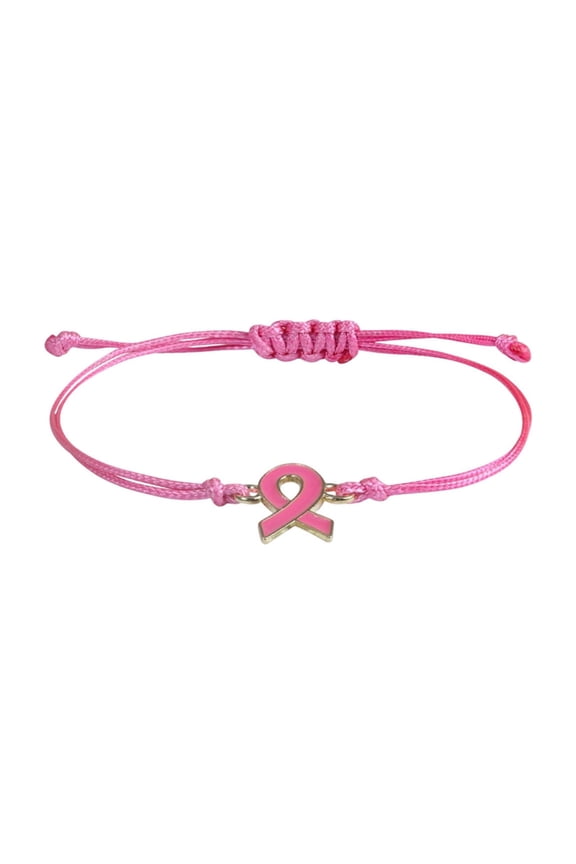 Breast Cancer Awareness Bracelet for Women, Adjustable Ribbon Bracelet with Pull Chain, Inspirational Gift for Survivors, Supporters, Pink Ribbon Jewelry for Fundraiser Events