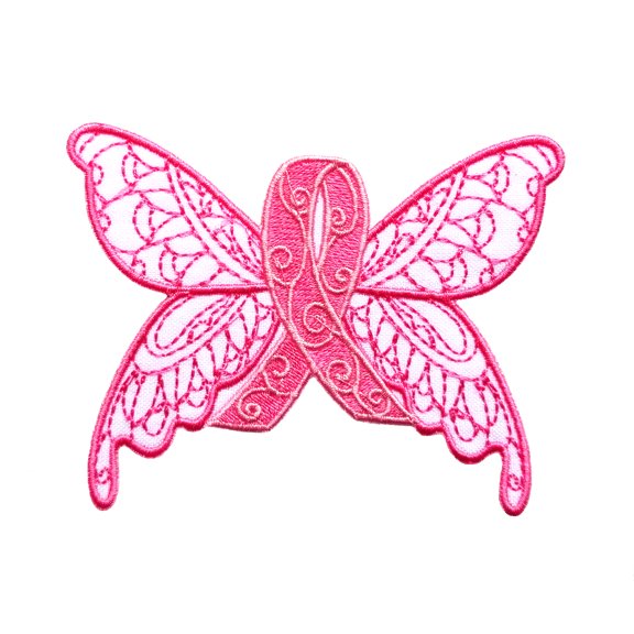 Breast Cancer Awareness Butterfly Embroidered Sew/Iron On Patch