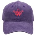 thumbnail image 1 of Cancer Awareness Cap for Men Women Adjustable Embroidered Pink Ribbon Washed Baseball Hats,Vintage Cotton Hat Cancer Awareness Hope Hat Gifts for Women(Purple), 1 of 4