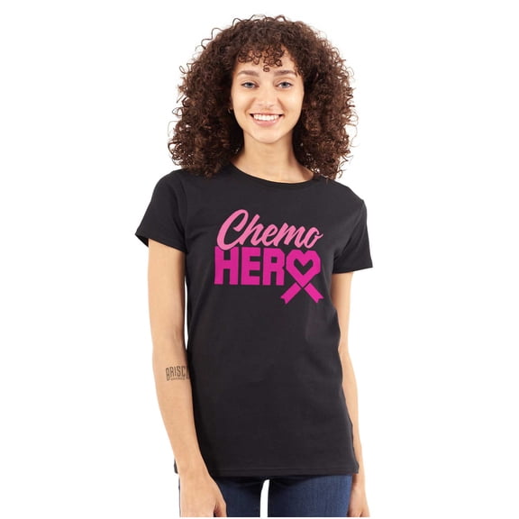 Breast Cancer Awareness Chemo Hero Womens Slim Fit Graphic Tee Brisco Brands S