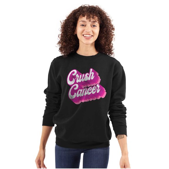 Breast Cancer Awareness Crush Cancer Women Crewneck Sweatshirt Brisco Brands L