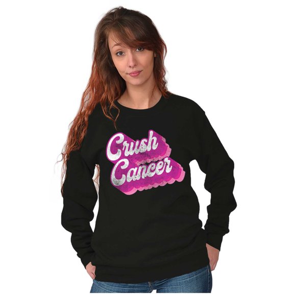 Breast Cancer Awareness Crush Cancer Women Crewneck Sweatshirt Brisco Brands S