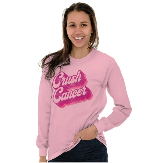 Breast Cancer Awareness Crush Cancer Women's Long Sleeve T Shirt Brisco Brands S