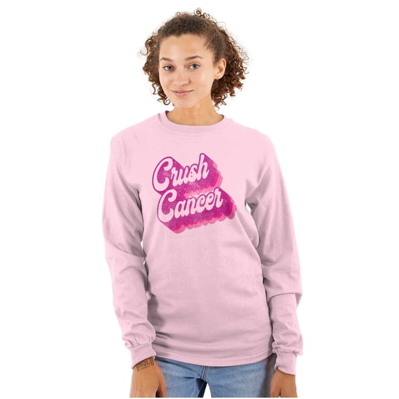 Breast Cancer Awareness Crush Cancer Women's Long Sleeve T Shirt Brisco Brands S