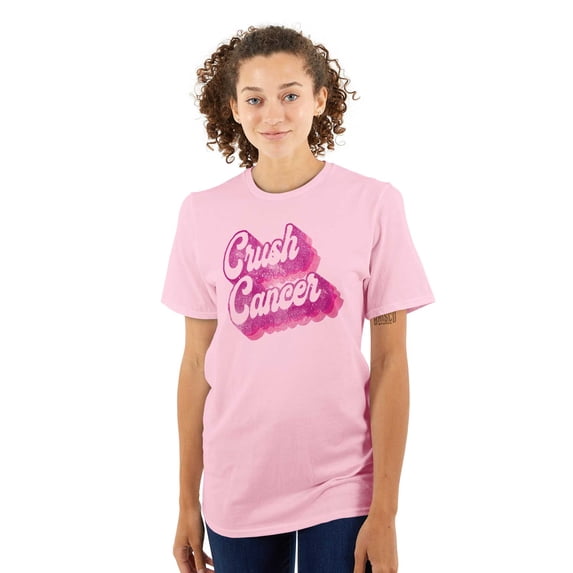 Breast Cancer Awareness Crush Cancer Women's Plus Size Graphic Tee Brisco Brands 5X