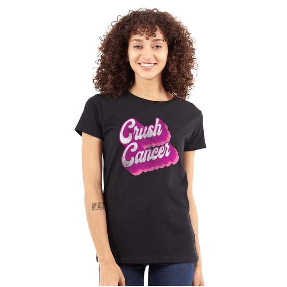 Breast Cancer Awareness Crush Cancer Womens Slim Fit Graphic Tee Brisco Brands X