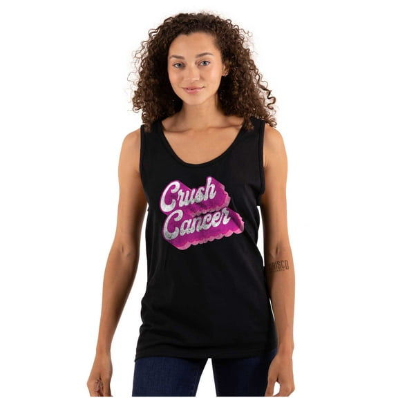 Breast Cancer Awareness Crush Cancer Womens Plus Size Graphic Tank Top Brisco Brands 3X