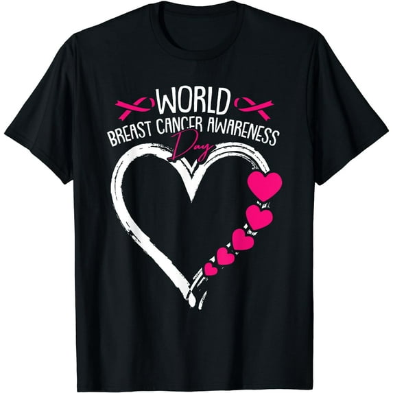Breast Cancer Awareness Day Pink Ribbon Warrior Survivor T-Shirt Black Small