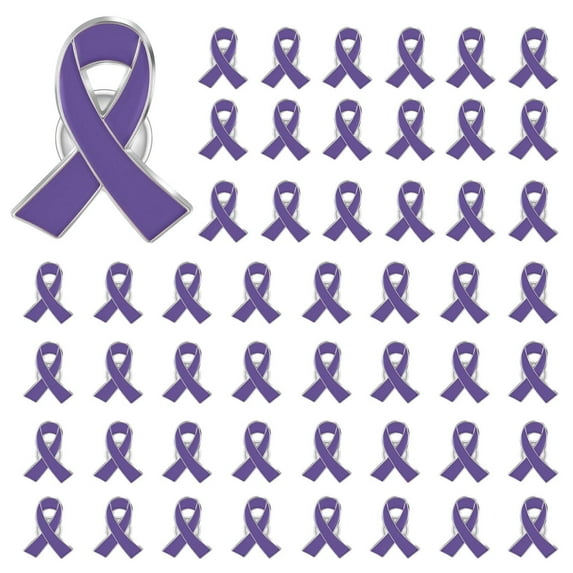 Cancer Awareness Enamel Lapel Pin Heart Shaped Silk Ribbon Prevention and Awareness Ribbon Mental Health Awareness Lapel Pins_Hope Pin for Charity_Fundraiser For Clothing Bags & More(Purple)