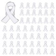 thumbnail image 1 of Cancer Awareness Enamel Lapel Pin Heart Shaped Silk Ribbon Prevention and Awareness Ribbon Mental Health Awareness Lapel Pins_Hope Pin for Charity_Fundraiser For Clothing Bags & More(White), 1 of 11
