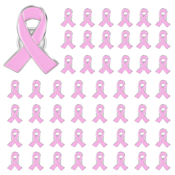 Breast Cancer Enamel Lapel Pin Heart Shaped Silk Ribbon Prevention and Awareness Ribbon Mental Health Awareness Lapel Pins_Hope Pin for Charity_Fundraiser For Clothing Bags & More,Black 50PC