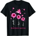 thumbnail image 1 of Breast Cancer Awareness Faith Love Hope Pink Sunflower T-Shirt, 1 of 3