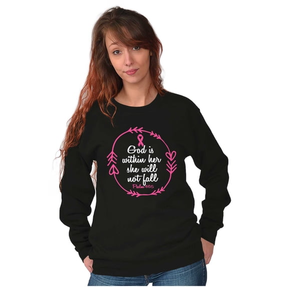Breast Cancer Awareness Faith in God Women Crewneck Sweatshirt Brisco Brands S