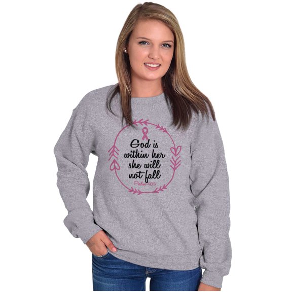 Breast Cancer Awareness Faith in God Women Plus Size Crewneck Sweatshirt Brisco Brands 3X