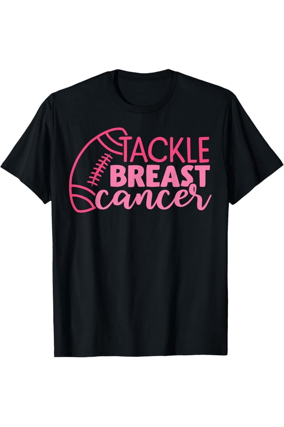 Breast Cancer Awareness Football Ribbon Tackle Breast Cancer T-Shirt100% cotton