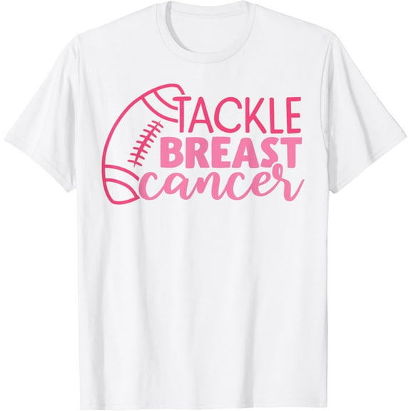 Breast Cancer Awareness Football Ribbon Tackle Breast Cancer T-Shirt100% cotton