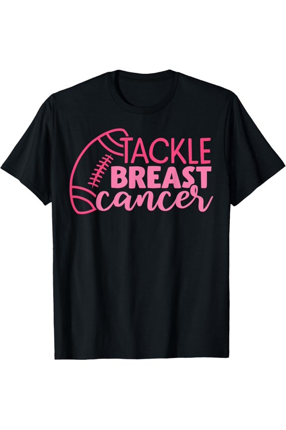 Breast Cancer Awareness Football Ribbon Tackle Breast Cancer T-Shirt