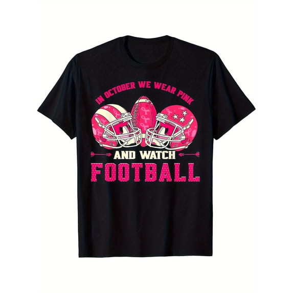 Breast Cancer Awareness Football T-Shirt In October We Wear Pink Game ...