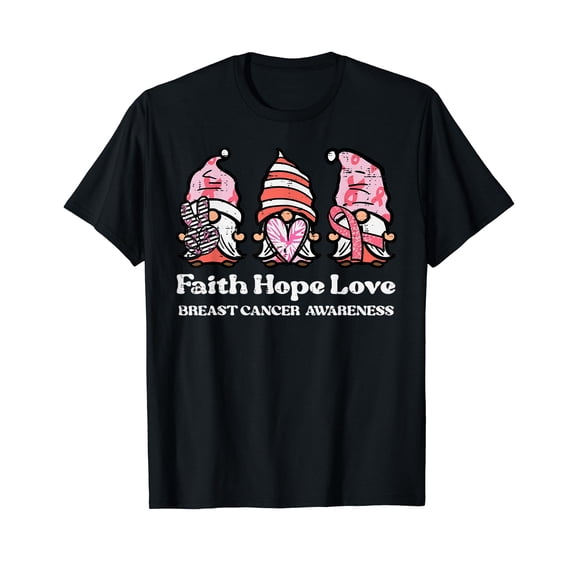 Breast Cancer Awareness Gnomes Faith Hope Love Men Women Kid T-Shirt
