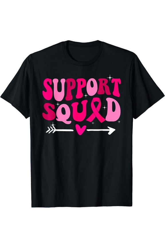 Breast Cancer Awareness Groovy Pink Warrior Support Squad T-Shirt