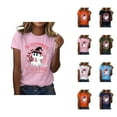 thumbnail image 1 of Breast Cancer Awareness Halloween Tshirts Women 2025 In October We Wear Pink Ghost Graphic Halloween Shirts for Women, 1 of 5