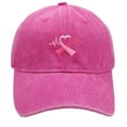 thumbnail image 1 of Cancer Awareness Hat Adjustable Pink Ribbon Embroidered Baseball Cap Cancer Gifts for Woman Casual and Versatile Denim Baseball Cap Everyday Work Outdoor Ports(Hot Pink), 1 of 4