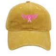 thumbnail image 1 of Breast Cancer Awareness Hat - Embroidered_Wings Pink Ribbon Baseball Cap for Men Women Fashionable Adjustable Denim Hat,Hip-Hop Baseball Cap for Unisex Breast Cancer Gifts (Yellow), 1 of 4