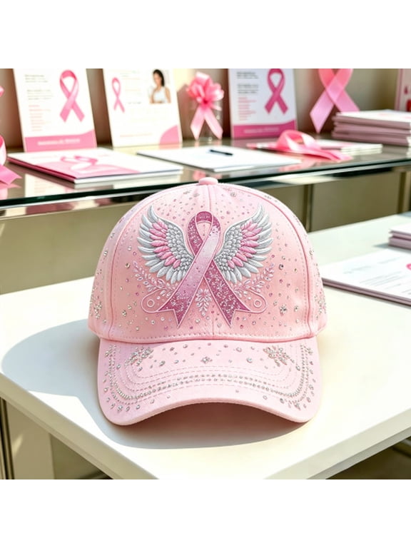 Breast Cancer Awareness Hat, Pink Ribbon Baseball Cap, Unisex Adjustable Hat, Outdoor Casual Cap for Men and Women, Breast Cancer Support Accessory, Pink Ribbon Embroidery Hat