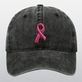 thumbnail image 1 of Cancer Awareness Hat Unisex Solid Adjustable Ribbon Embroidered Denim Baseball Caps, 1 of 8