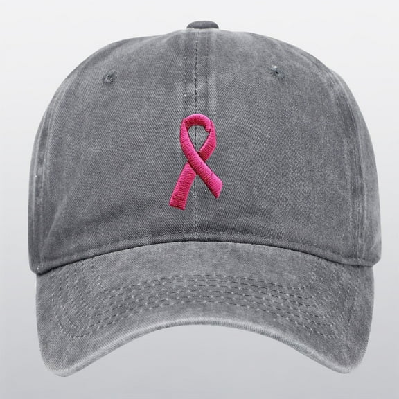 Breast Cancer Awareness Hat Unisex Solid Adjustable Ribbon Embroidered Denim Baseball Caps