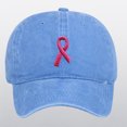 thumbnail image 1 of Breast Cancer Awareness Hat Unisex Solid Adjustable Ribbon Embroidered Denim Baseball Caps, 1 of 4