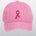 thumbnail image 1 of Cancer Awareness Hat Unisex Solid Adjustable Ribbon Embroidered Denim Baseball Caps, 1 of 4