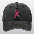 thumbnail image 1 of Breast Cancer Awareness Hat for Women, Pink Ribbon Embroidered Baseball Cap, Adjustable Cotton Twill Dad Cap for Chemo Support, Survivor Gift, and Awareness Events Black, 1 of 5