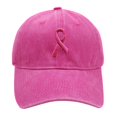 thumbnail image 1 of Breast Cancer Awareness Hat for Women, Embroidered Pink Ribbon Vintage Cotton Adjustable Baseball Cap, Embroidered Washed Cotton Cap, 1 of 5