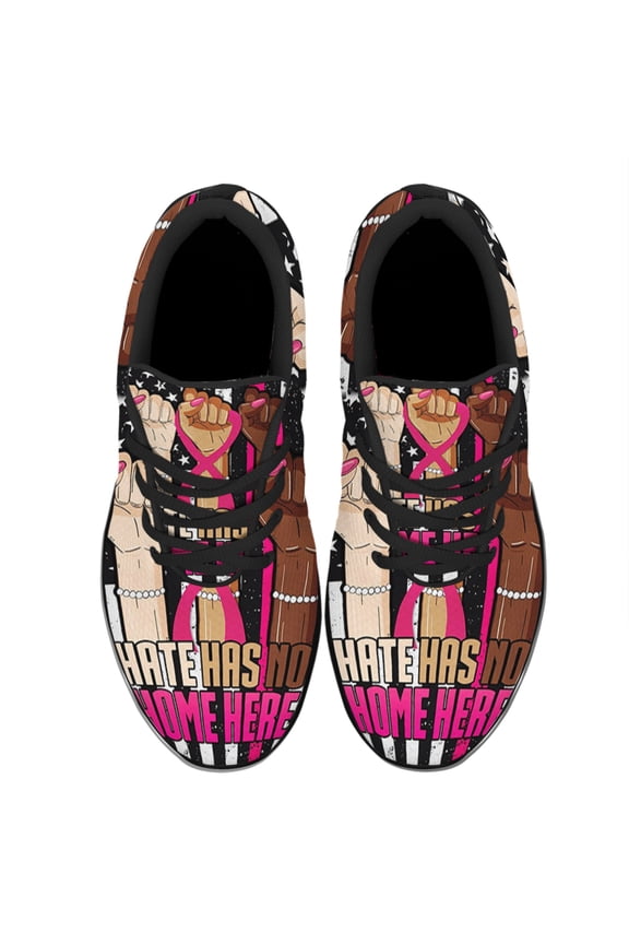Breast Cancer Awareness Hate Has No Home here Shoes Sneakers for Women Men Black Size 9