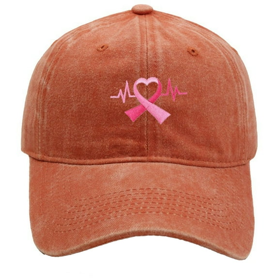 Cancer Awareness Hats Pink Ribbon Baseball Cap for Men Women Fashionable Adjustable Denim Hat,-Hop Cool Denim Cap Casual and Versatile Baseball Cap Cancer Gifts (Orange)