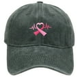 thumbnail image 1 of Cancer Awareness Hats Pink Ribbon Baseball Cap for Men Women Fashionable Adjustable Denim Hat,-Hop Cool Denim Cap Casual and Versatile Baseball Cap Cancer Gifts (Army Green), 1 of 4