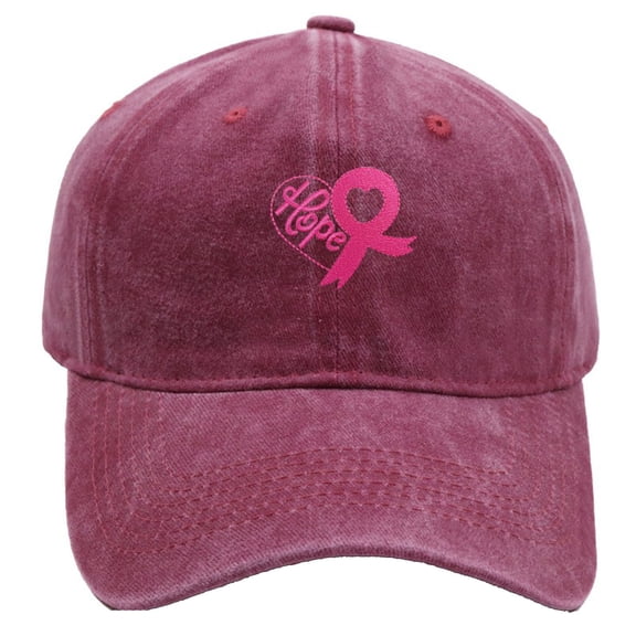Cancer Awareness Hats, Pink Ribbon Embroidered Adjustable Denim Hat,-Hop Cool Denim Cap Versatile Baseball Cap for Everyday Work Outdoor Ports, Cancer Gifts for Woman()