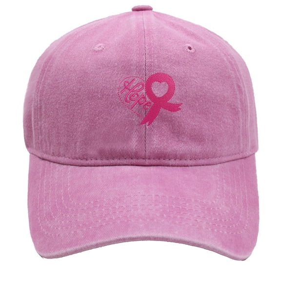 Cancer Awareness Hats, Pink Ribbon Embroidered Adjustable Denim Hat,-Hop Cool Denim Cap Versatile Baseball Cap for Everyday Work Outdoor Ports, Cancer Gifts for Woman(Pink)