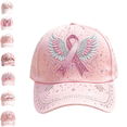 thumbnail image 1 of Breast Cancer Awareness Hats for Women Fashion Casual Adjustable Sun Hats Womens Breathable Lightweight Floral Print Cap c, 1 of 2