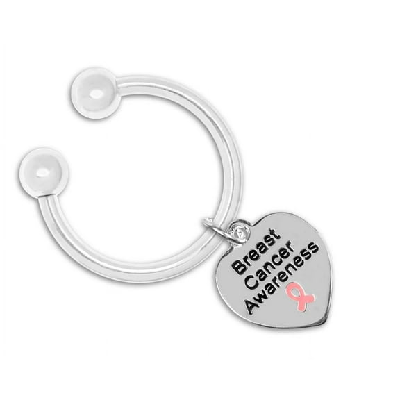 Breast Cancer Awareness Heart Keychains