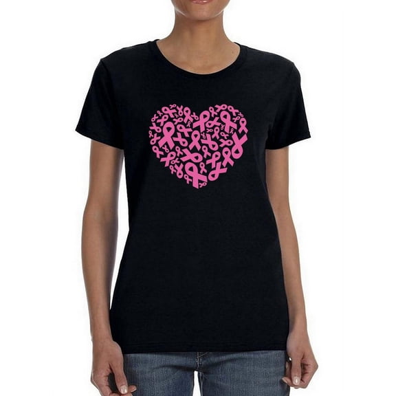 Breast Cancer Awareness Heart T-Shirt Women -Smartprints Designs, Female 4X-Large
