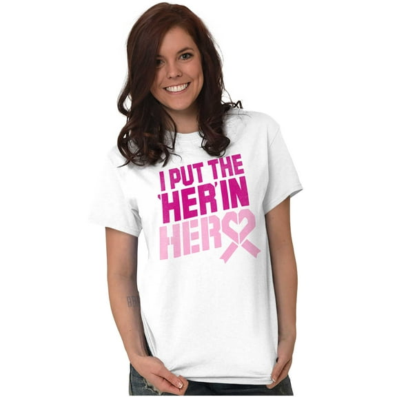 Breast Cancer Awareness Her in Hero Women's Graphic T Shirt Tees Brisco Brands S