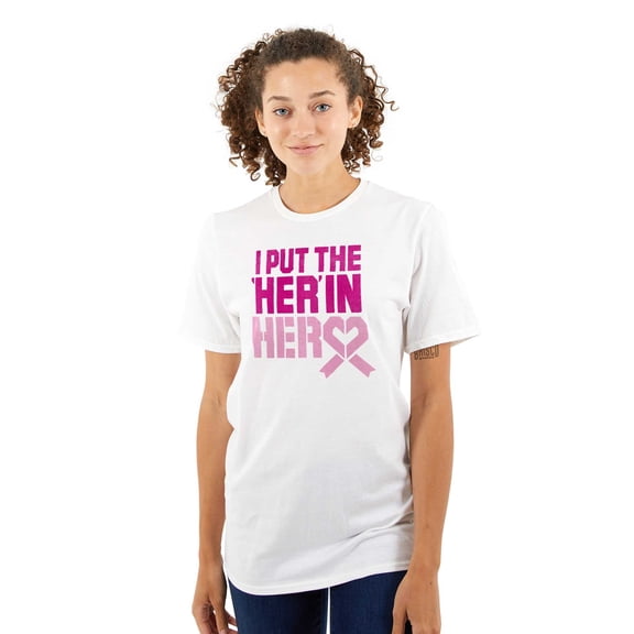 Breast Cancer Awareness Her in Hero Women's Graphic T Shirt Tees Brisco Brands X