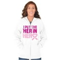 thumbnail image 1 of Breast Cancer Awareness Her in Hero Zip Hoodie Sweatshirt Women Brisco Brands L, 1 of 6
