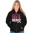 thumbnail image 1 of Breast Cancer Awareness Her in Hero Zip Hoodie Sweatshirt Women Brisco Brands S, 1 of 6